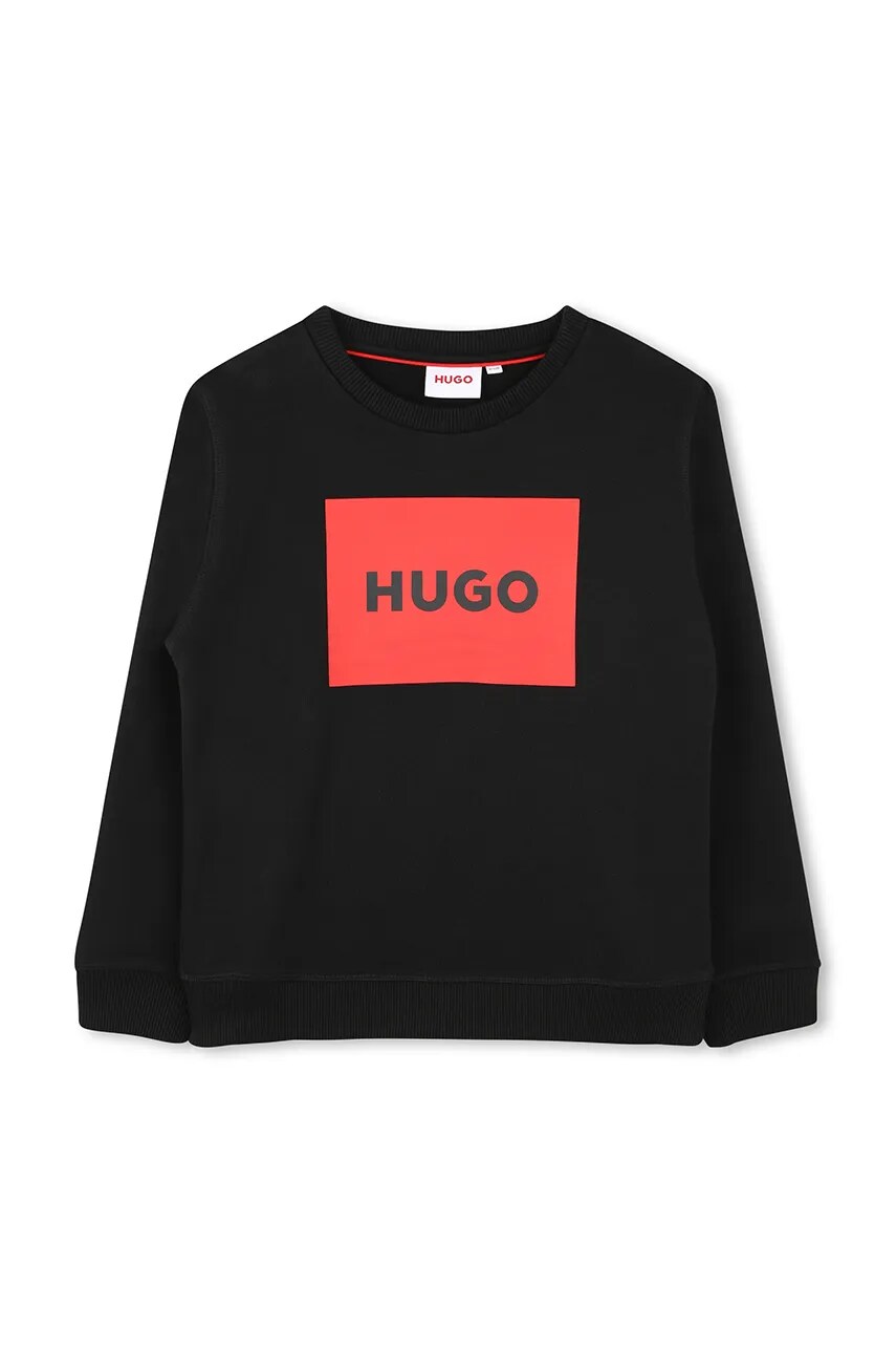HUGO bluza copii culoarea negru, cu imprimeu, G00163