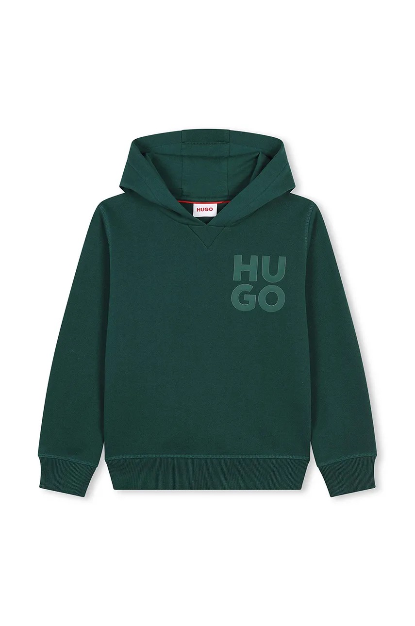 

Детски суичър HUGO в зелено с качулка с принт G00164, Зелен