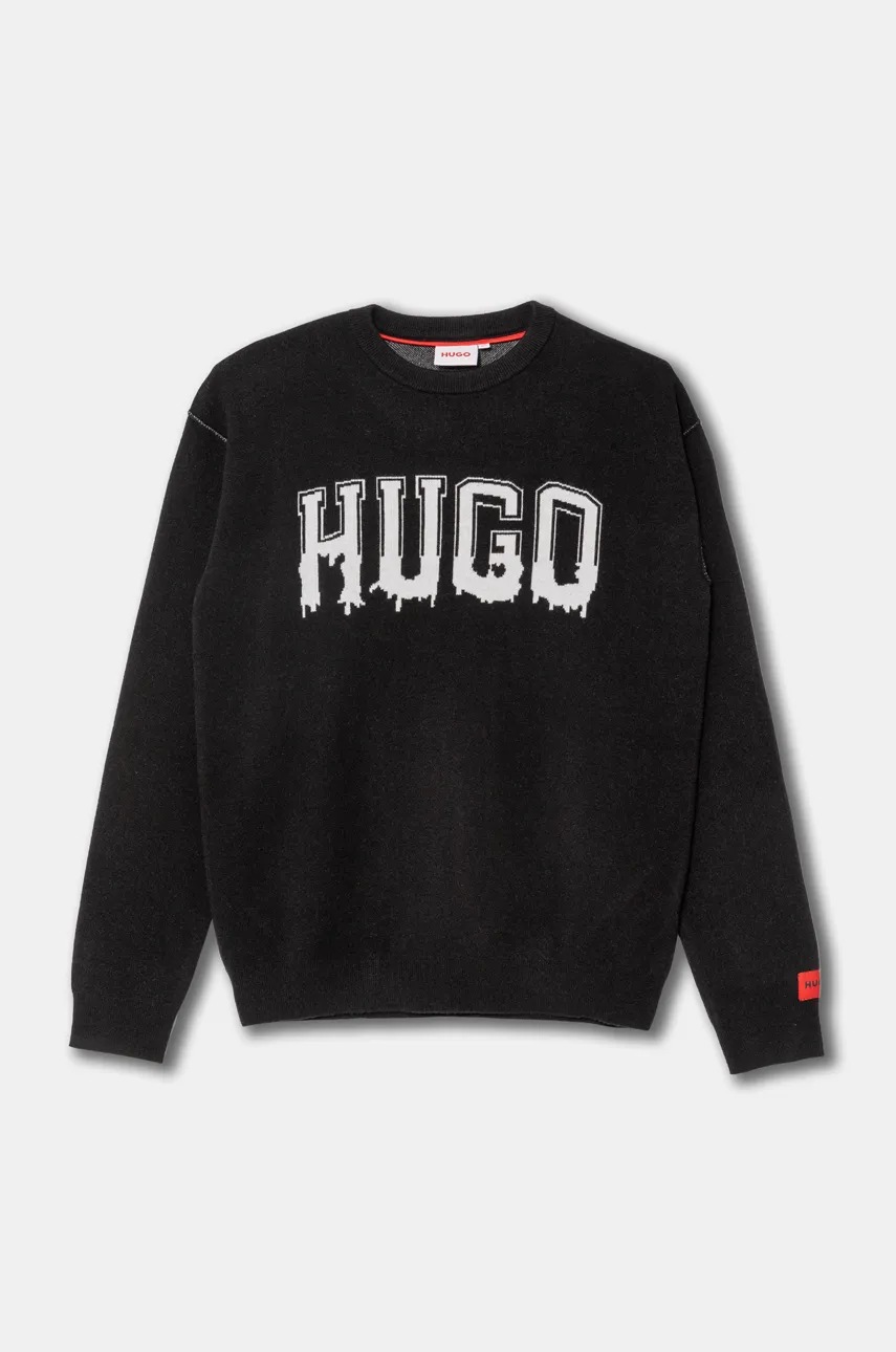 

Детски суичър HUGO в черно с принт G00168, Черен