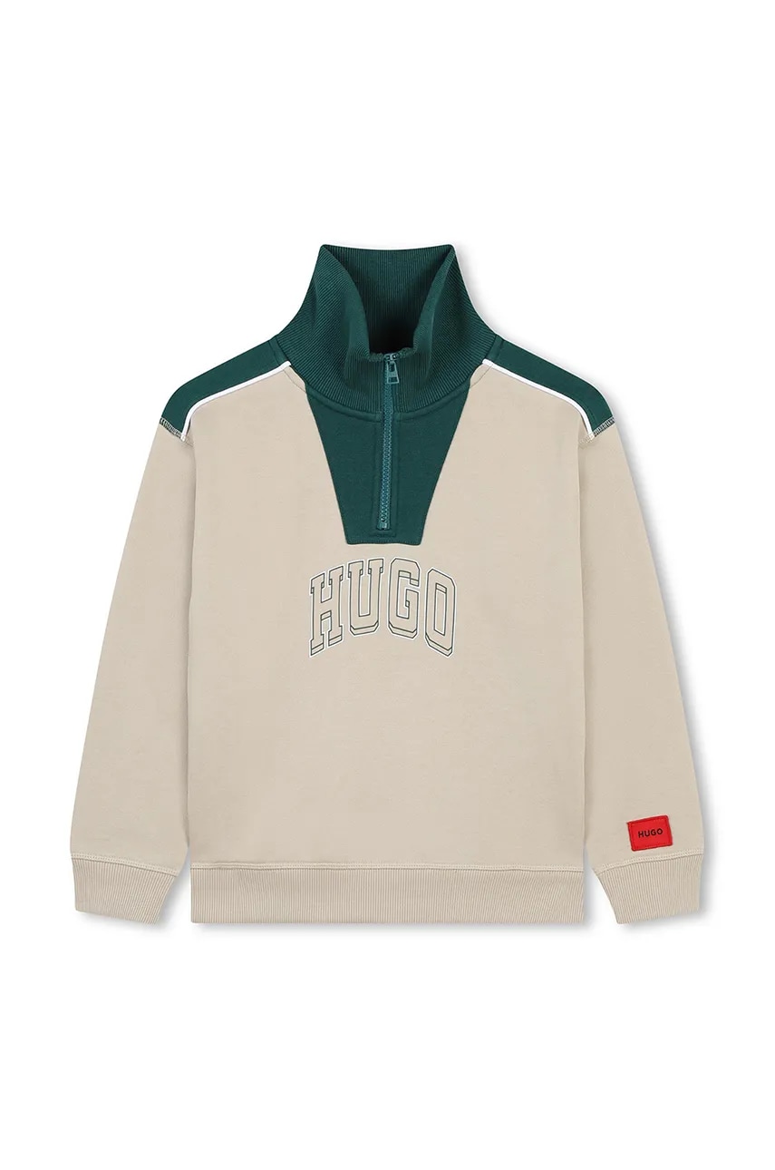 HUGO bluza copii culoarea bej, cu imprimeu, G00169