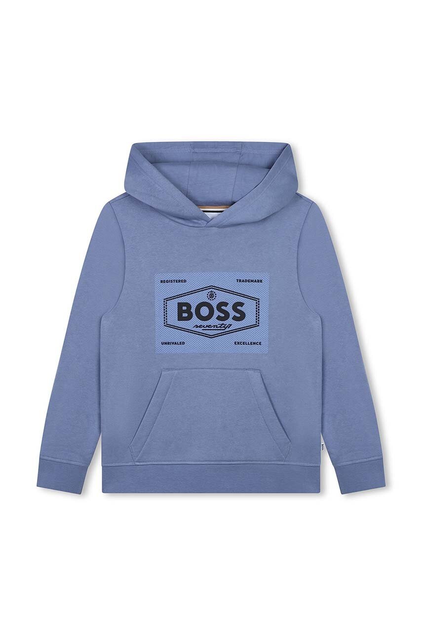 

Детски суичър BOSS в сиво с качулка с принт J51194, Сив