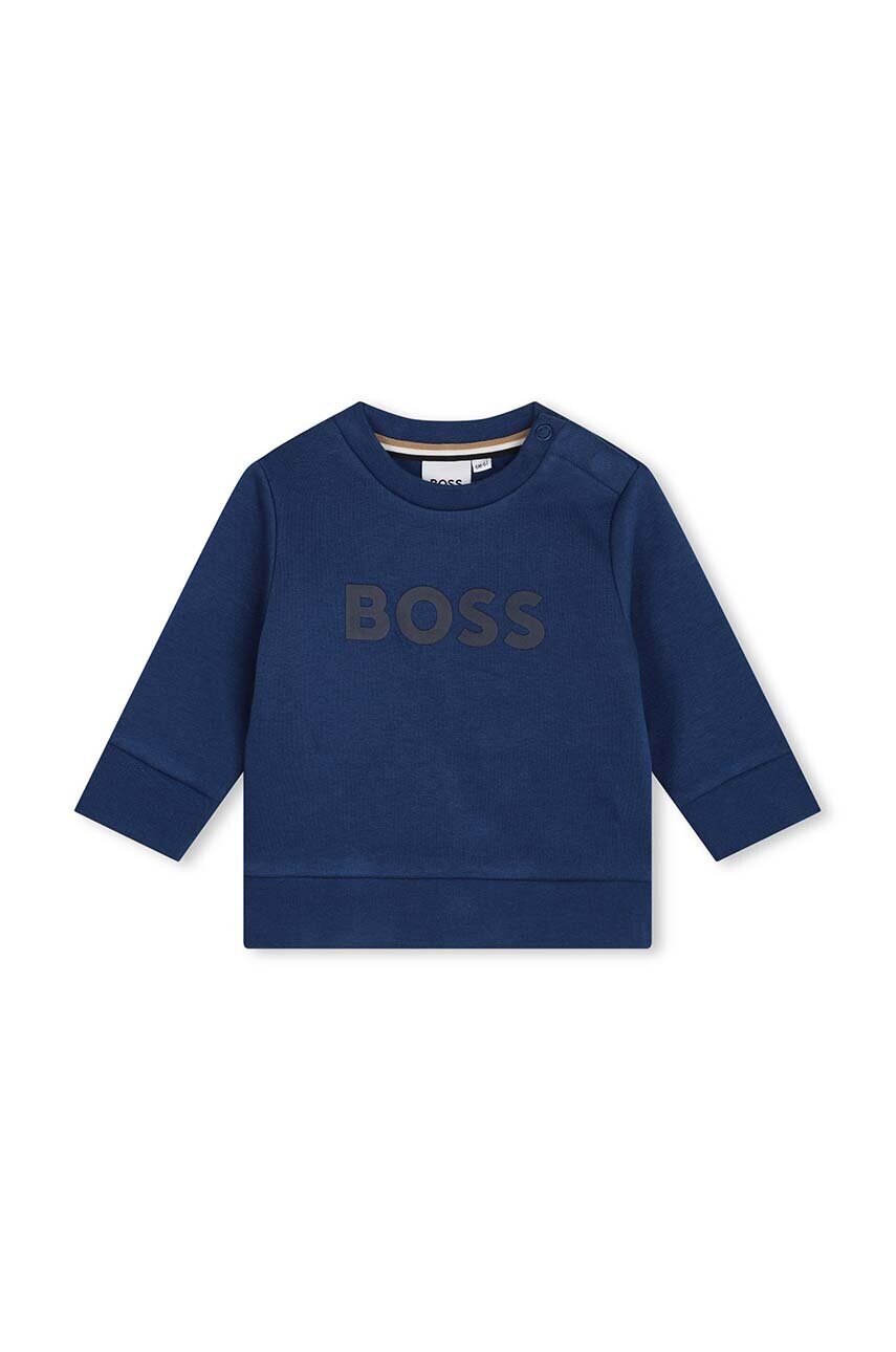 BOSS bluza bebe culoarea albastru marin, cu imprimeu, J51289