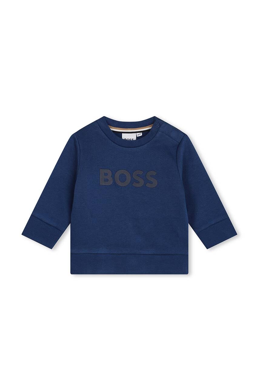 BOSS bluză bebe culoarea albastru marin, cu imprimeu, J51289