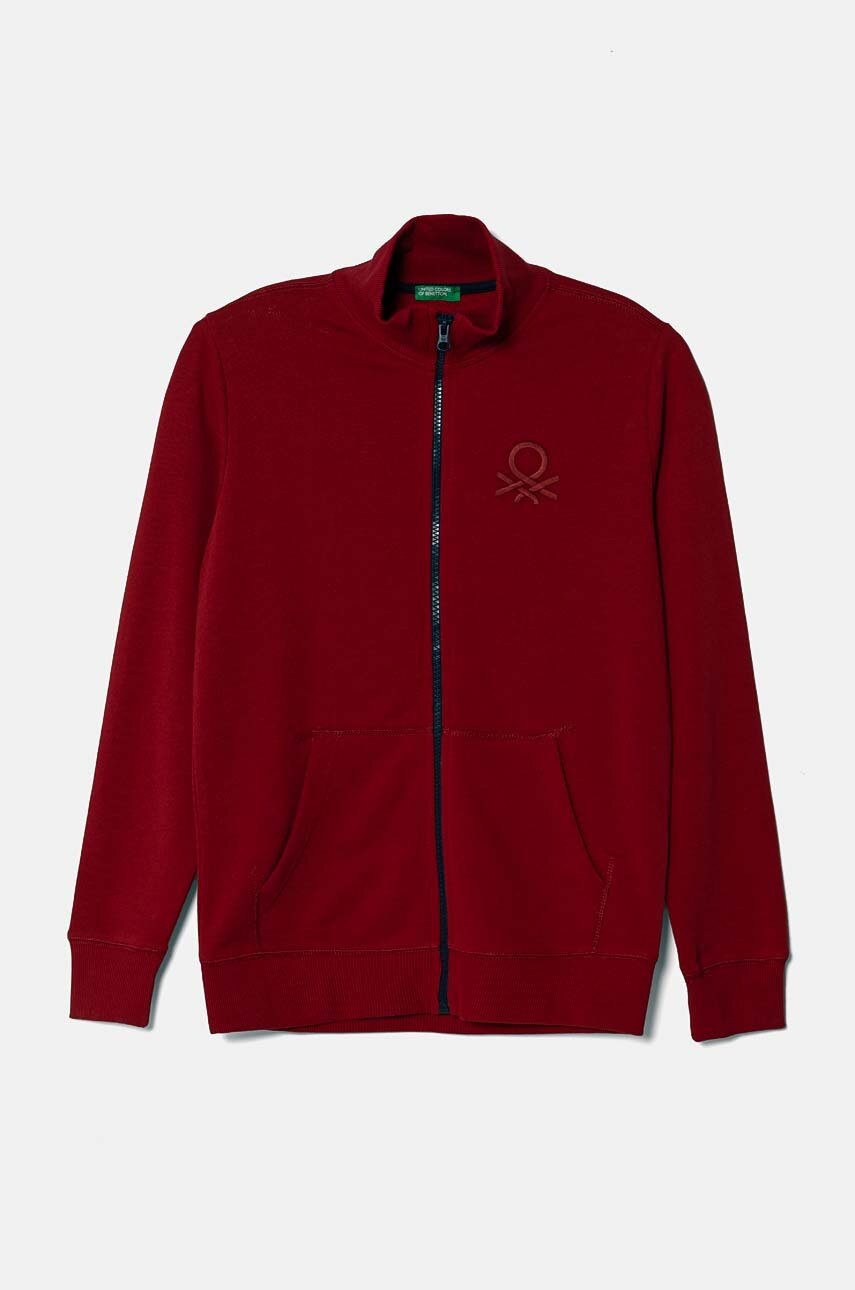 

Детски памучен суичър United Colors of Benetton в бордо с десен 3J68C501B