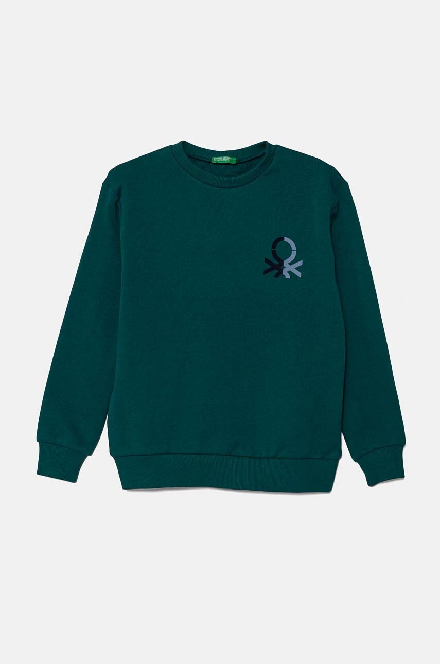

Детски памучен суичър United Colors of Benetton в зелено с принт 3J68C10JM, Зелен