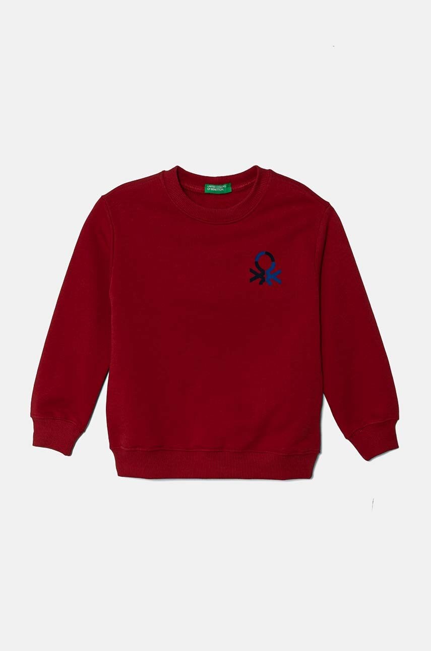 

Детски памучен суичър United Colors of Benetton в бордо с принт 3J70G10F0