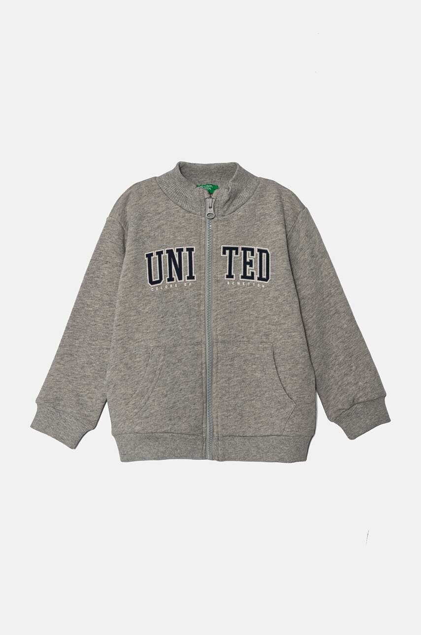 United Colors of Benetton hanorac de bumbac pentru copii culoarea gri, modelator, 3J70G5033