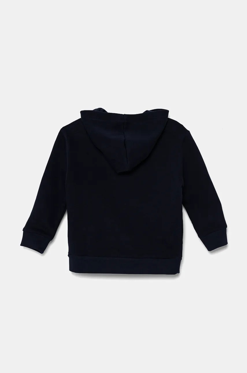 Дитяча кофта Lacoste колір синій з капюшоном візерунок SJ2445