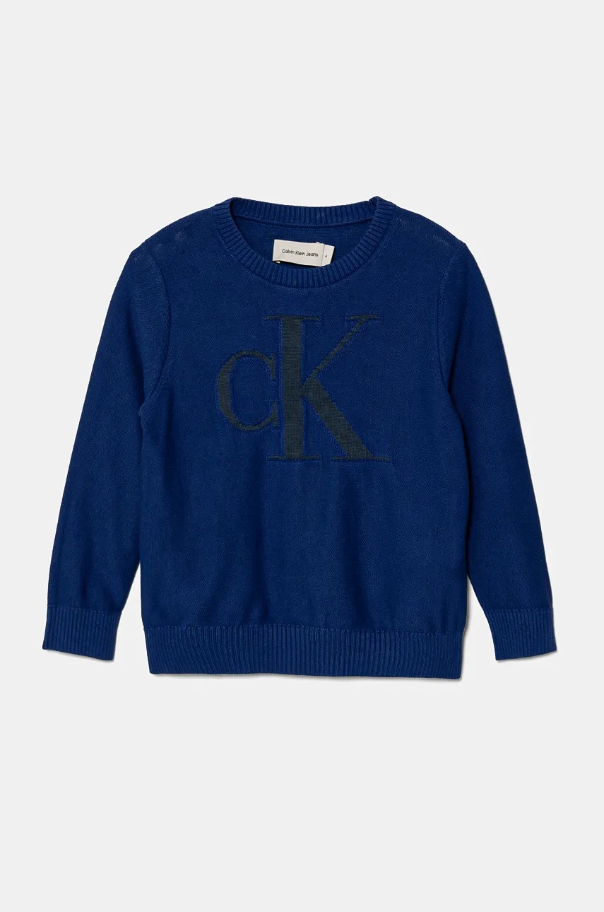 Детский свитер Calvin Klein Jeans цвет синий лёгкий IB0IB02152