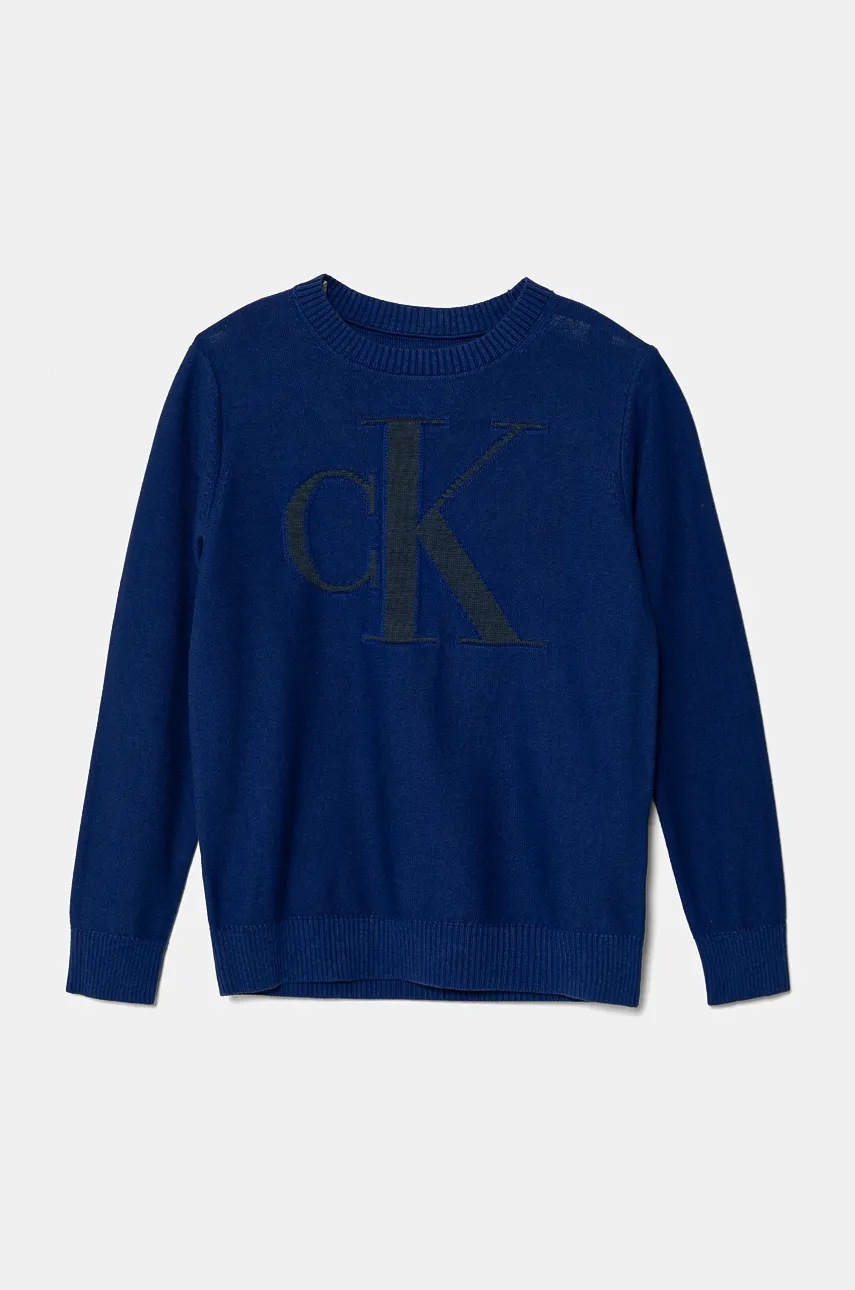 Детский свитер Calvin Klein Jeans цвет синий лёгкий IB0IB02152