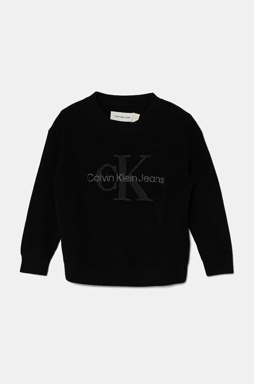 Детский хлопковый свитер Calvin Klein Jeans цвет чёрный IB0IB02219 Детский хлопковый свитер Calvin Klein Jeans цвет чёрный IB0IB02219