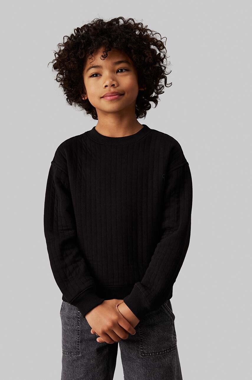 Levně Dětská mikina Calvin Klein Jeans černá barva, hladká, IB0IB02203