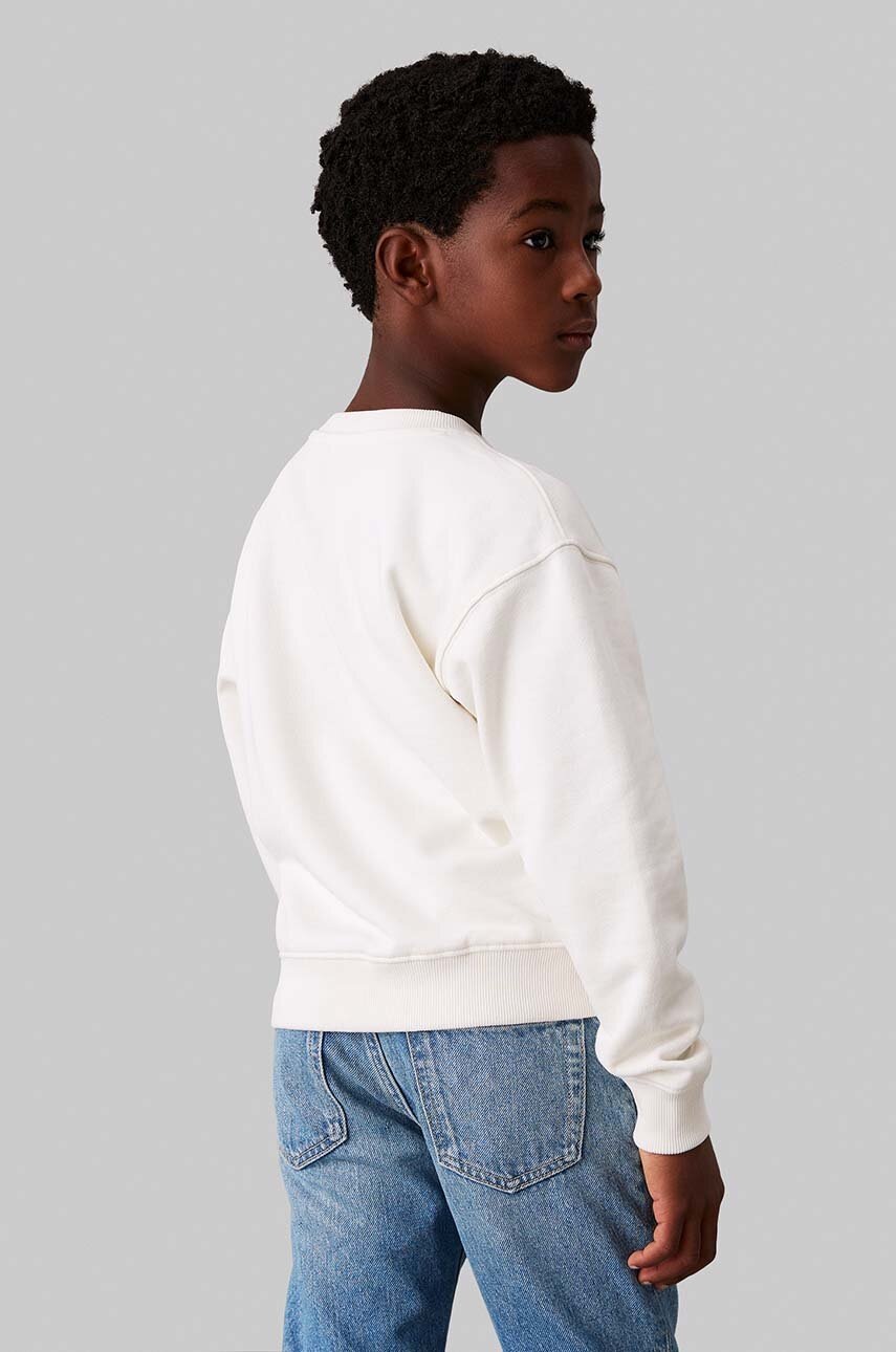 Детская хлопковая кофта Calvin Klein Jeans цвет бежевый с принтом IB0IB02204