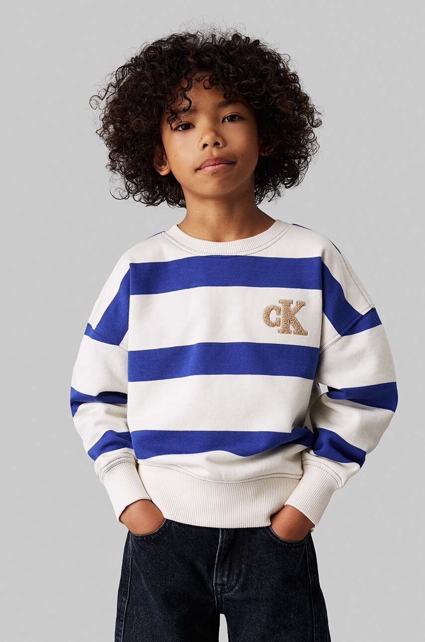 

Детски памучен суичър Calvin Klein Jeans в синьо с десен IB0IB02206, Син