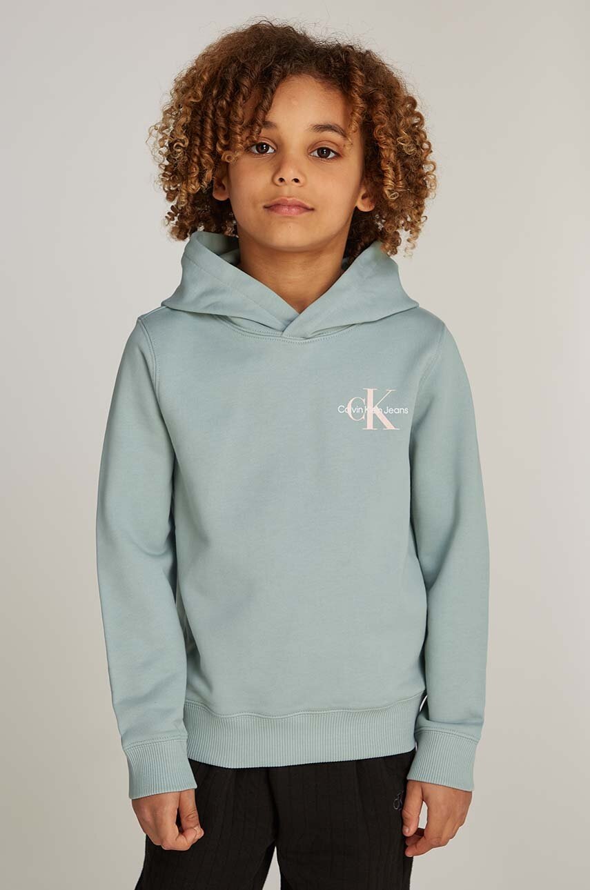 

Детски суичър Calvin Klein Jeans в зелено с качулка с изчистен дизайн IU0IU00266, Зелен