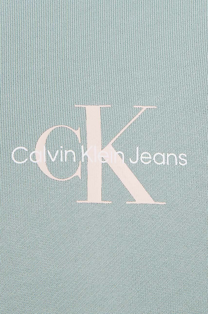 Dječja Dukserica Calvin Klein Jeans Boja: Zelena, S Kapuljačom, Bez Uzorka, IU0IU00266