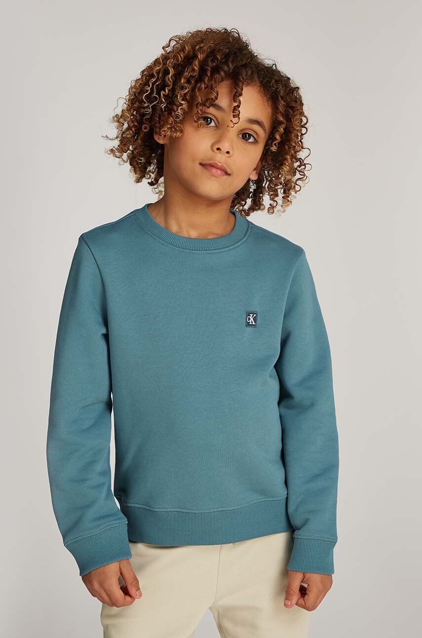 

Детски суичър Calvin Klein Jeans в зелено с изчистен дизайн IU0IU00570, Зелен
