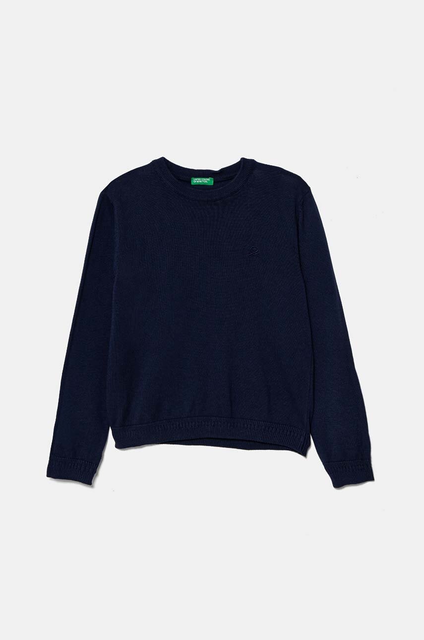 United Colors of Benetton pulover de bumbac pentru copii culoarea albastru marin, light, 1294C106Y United Colors of Benetton pulover de bumbac pentru copii culoarea albastru marin, light, 1294C106Y