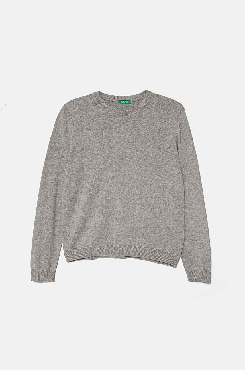United Colors of Benetton pulover de bumbac pentru copii culoarea gri, light, 1294C106Y