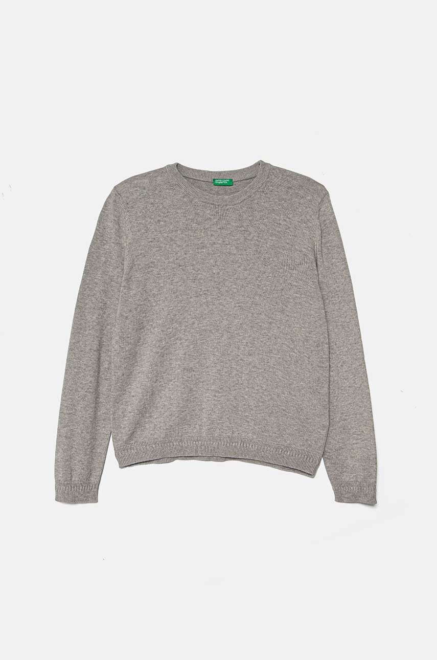 United Colors of Benetton pulover de bumbac pentru copii culoarea gri, light, 1294C106Y