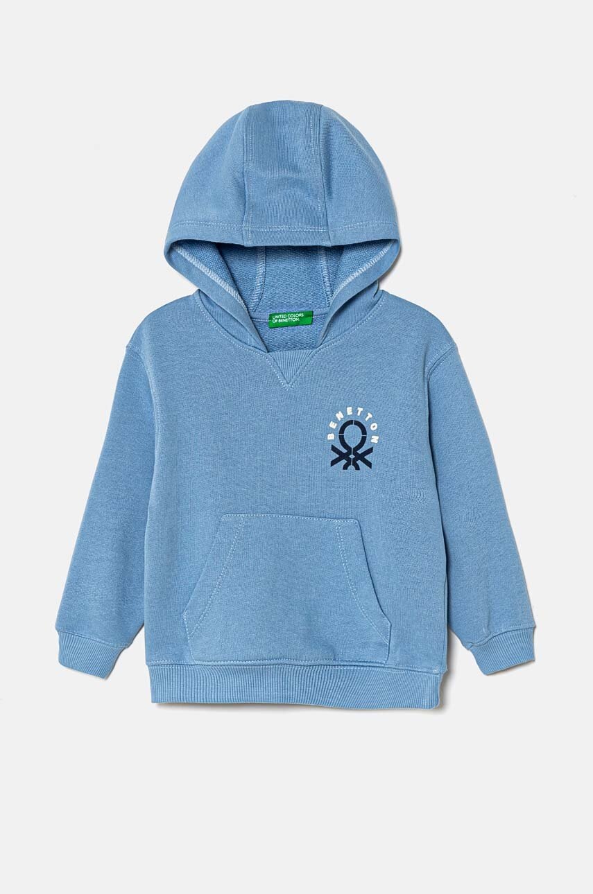 

Детски памучен суичър United Colors of Benetton в синьо с качулка с принт 3J68G200Q, Син