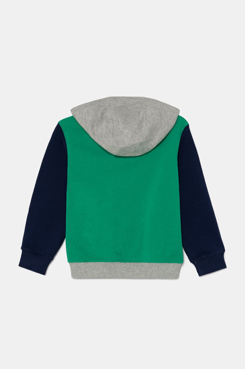Детская хлопковая кофта United Colors of Benetton цвет зелёный с капюшоном с принтом 3J68G200Q в Ужгороде Детская хлопковая кофта United Colors of Benetton цвет зелёный с капюшоном с принтом 3J68G200Q в Ужгороде