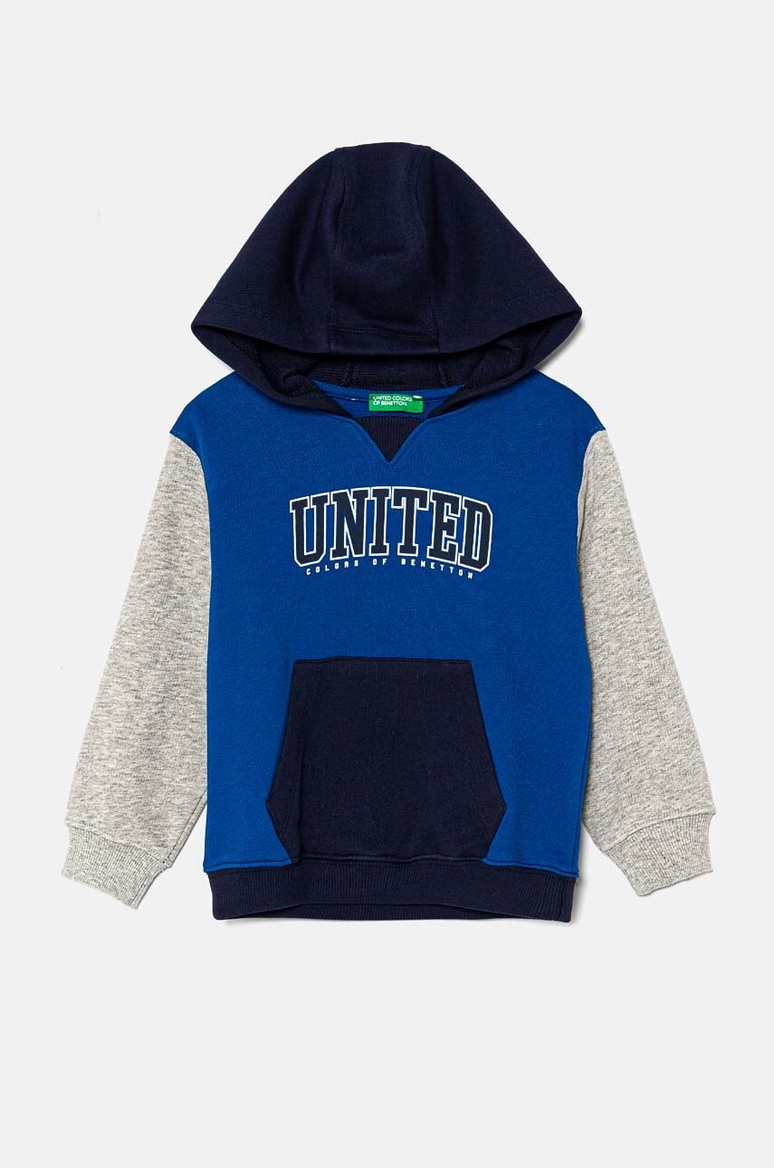 United Colors of Benetton hanorac de bumbac pentru copii cu glugă, cu imprimeu, 3J68G200Q United Colors of Benetton hanorac de bumbac pentru copii cu glugă, cu imprimeu, 3J68G200Q