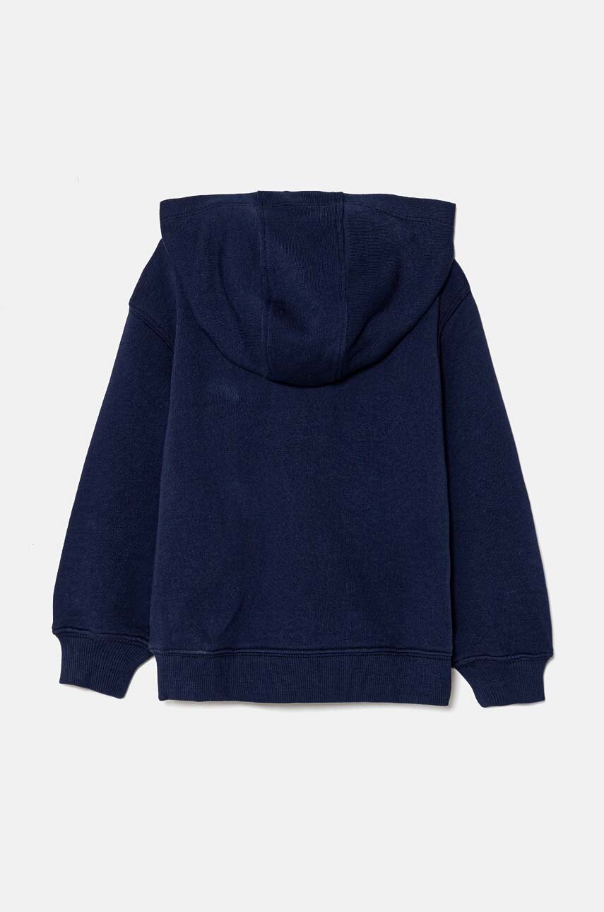 Детская хлопковая кофта United Colors of Benetton цвет синий с капюшоном узор 3J68G5034