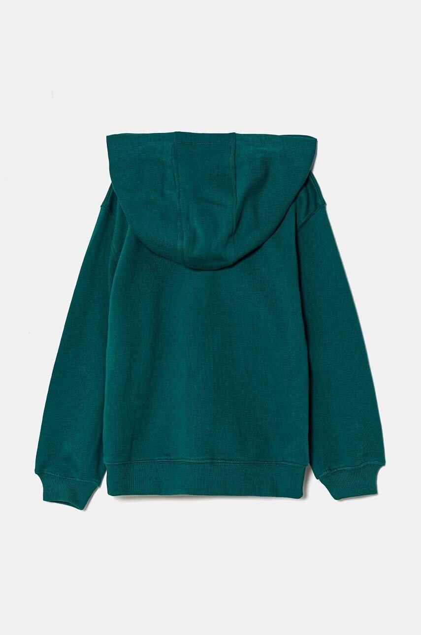 Детская хлопковая кофта United Colors of Benetton цвет зелёный с капюшоном узор 3J68G5034