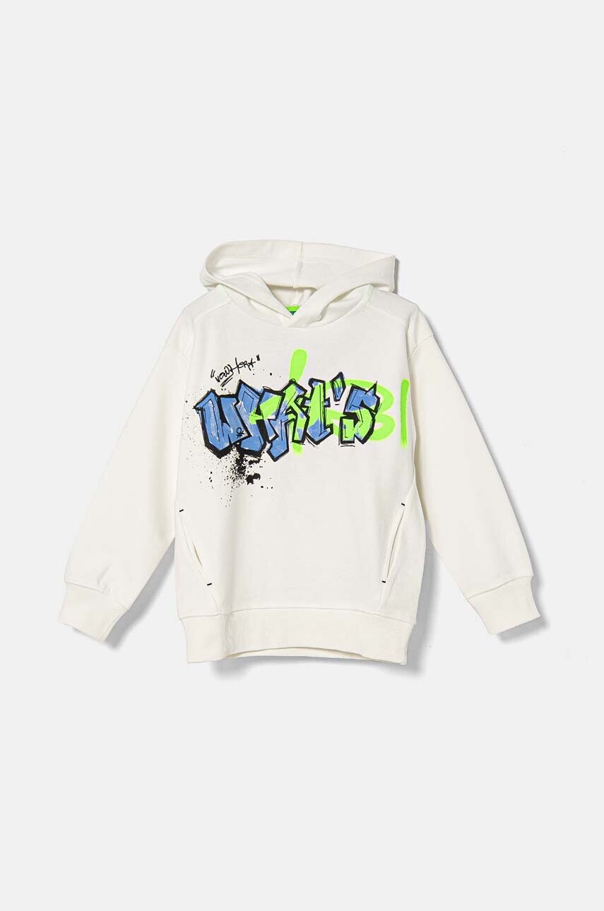 

Детски суичър United Colors of Benetton в бяло с качулка с десен 330SC203R, Бял