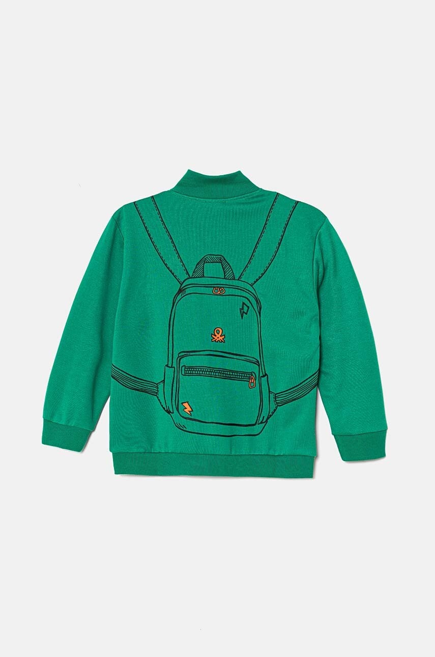 United Colors of Benetton bluza copii culoarea verde, cu imprimeu, 330SG5038