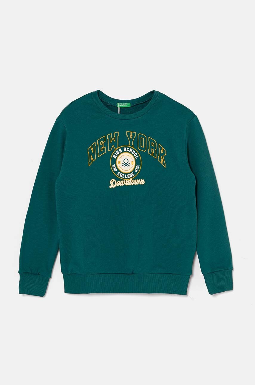 

Детски памучен суичър United Colors of Benetton в зелено с принт 3FWYC10K6, Зелен
