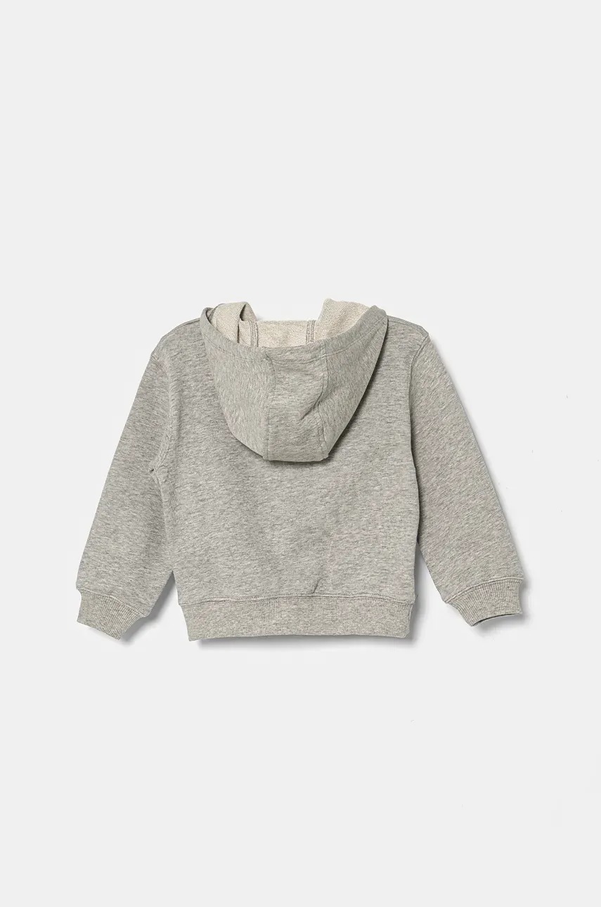 Детская хлопковая кофта United Colors of Benetton цвет серый с капюшоном с принтом 3FWYG5039