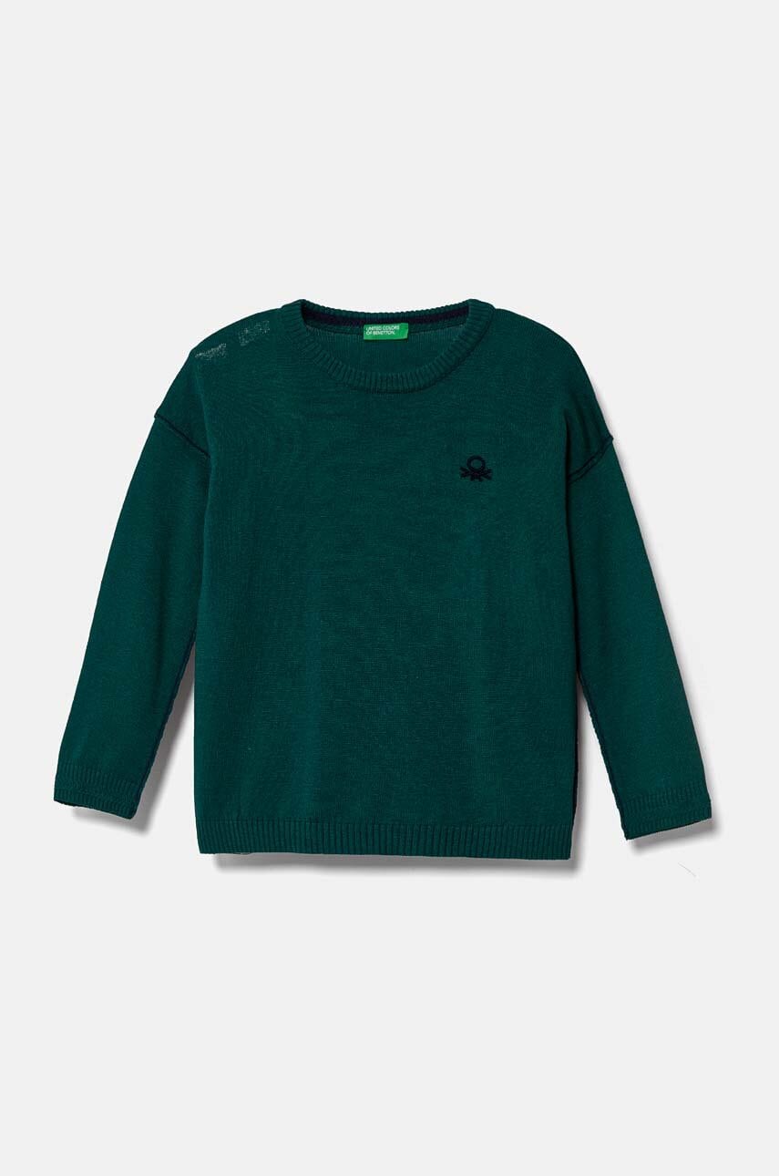 United Colors of Benetton pulover din amestec de lână pentru bebeluși culoarea verde, light, 1041H1025 United Colors of Benetton pulover din amestec de lână pentru bebeluși culoarea verde, light, 1041H1025