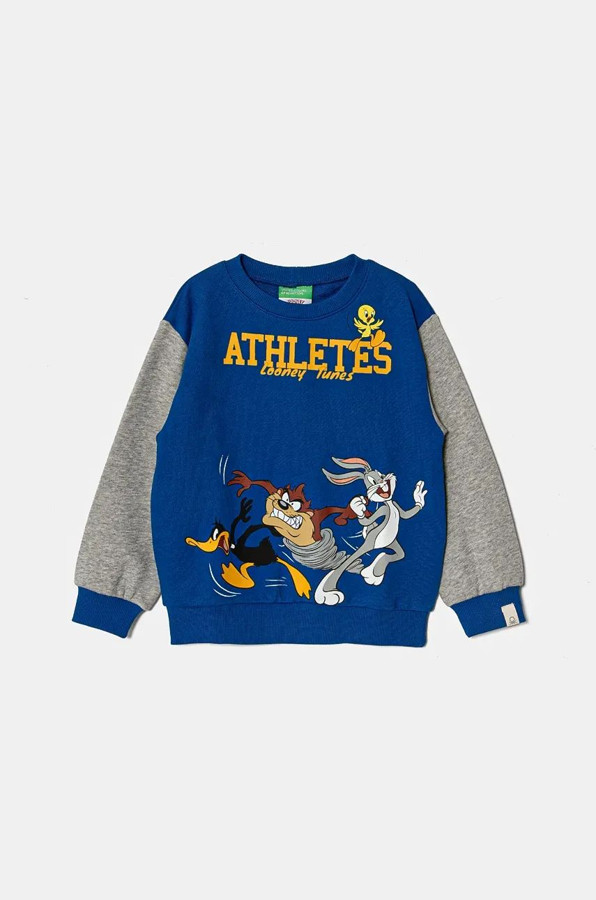 Dětská bavlněná mikina United Colors of Benetton x Looney Tunes tmavomodrá barva, s potiskem, 3J68G10GX