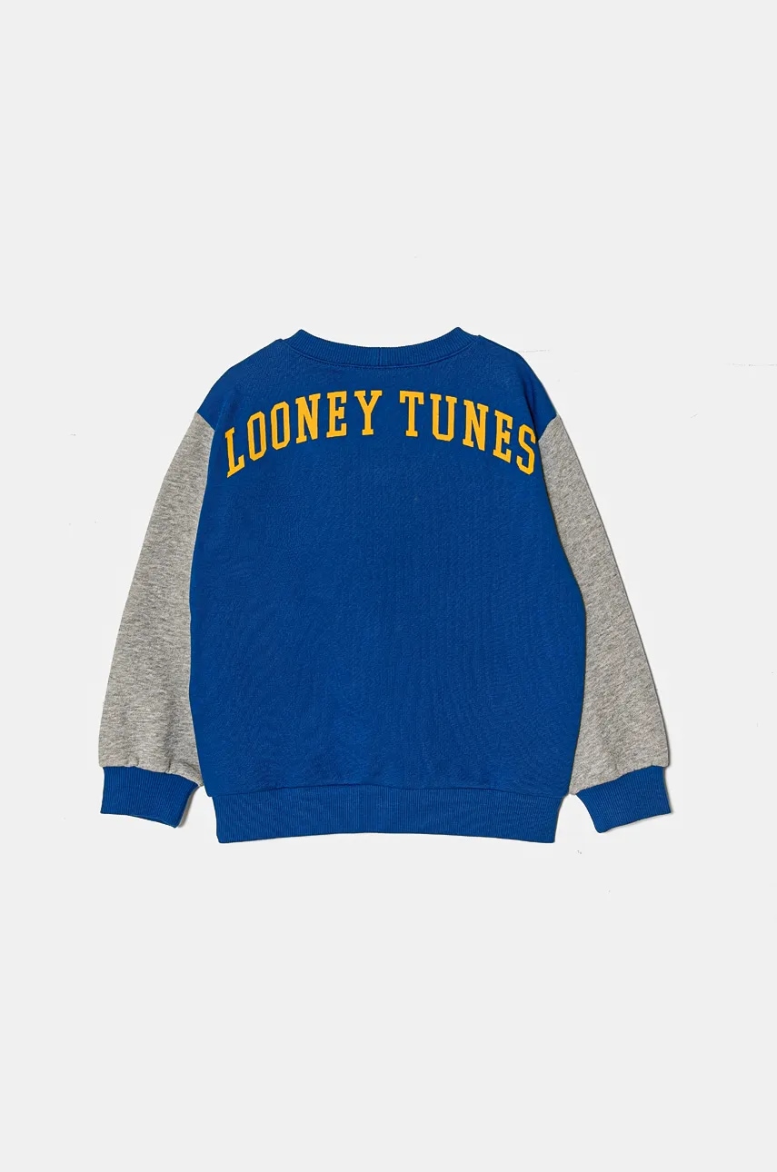 Детская хлопковая кофта United Colors of Benetton x Looney Tunes цвет синий с принтом 3J68G10GX Детская хлопковая кофта United Colors of Benetton x Looney Tunes цвет синий с принтом 3J68G10GX