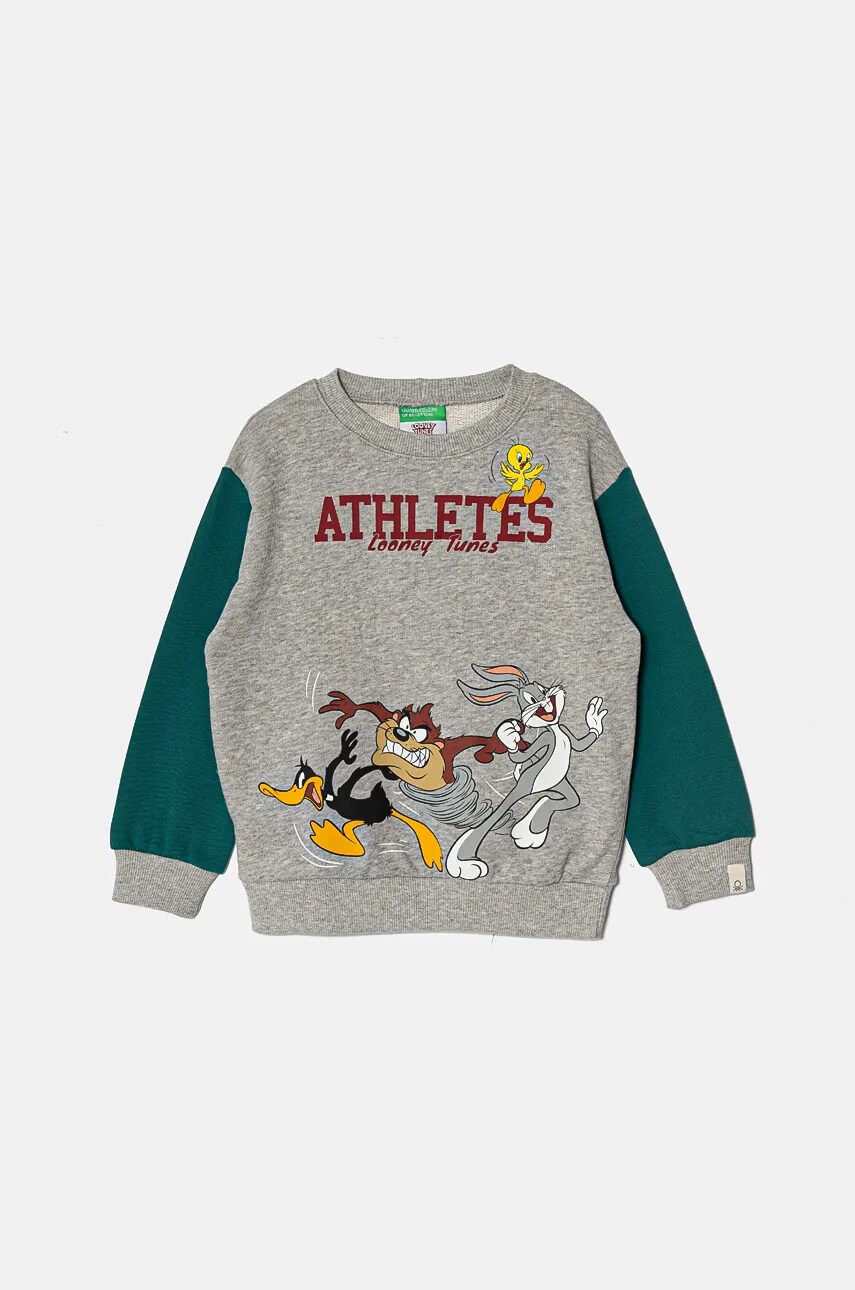 

Детски памучен суичър United Colors of Benetton x Looney Tunes в сиво с принт 3J68G10GX, Сив