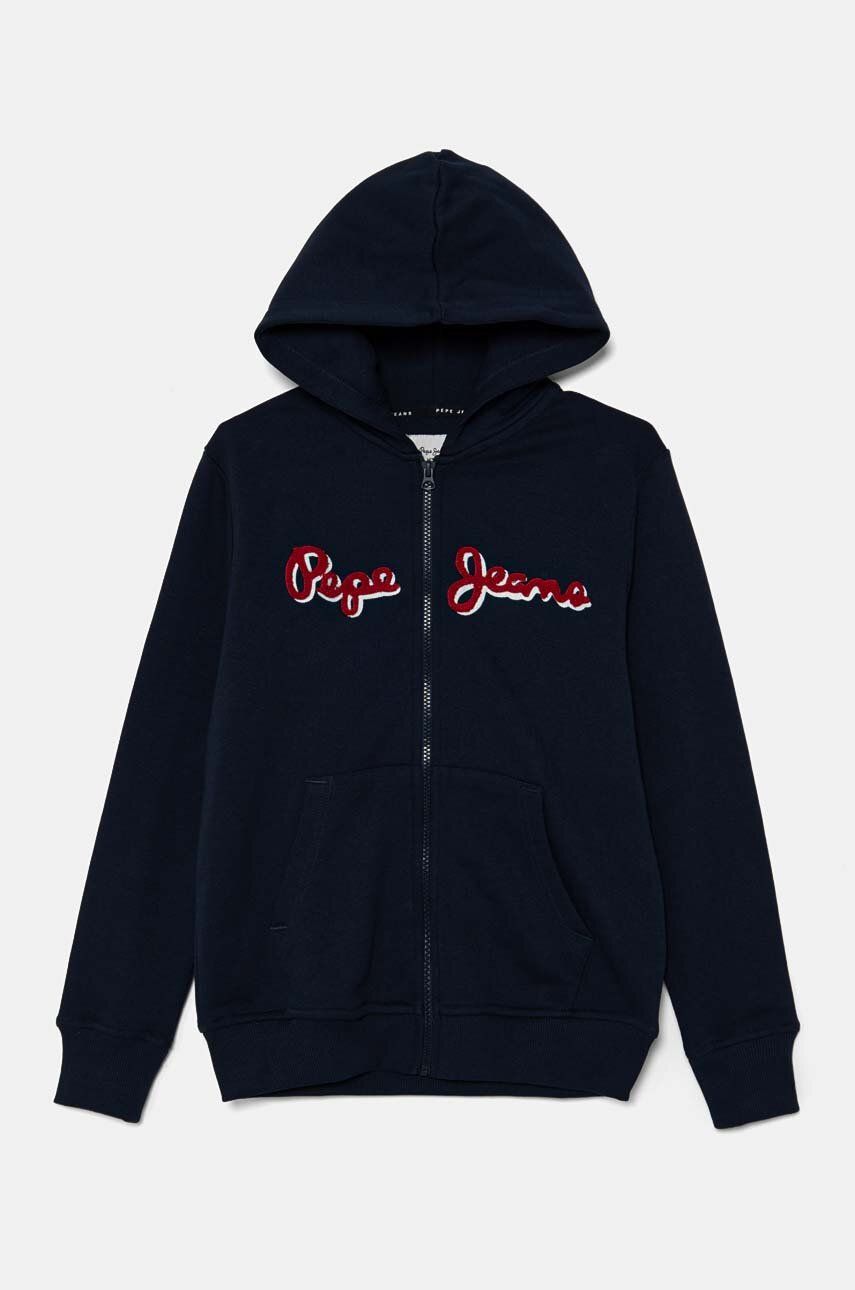 Pepe Jeans bluza copii NEW LAMONTY ZIP culoarea albastru marin, cu glugă, melanj, PB581612