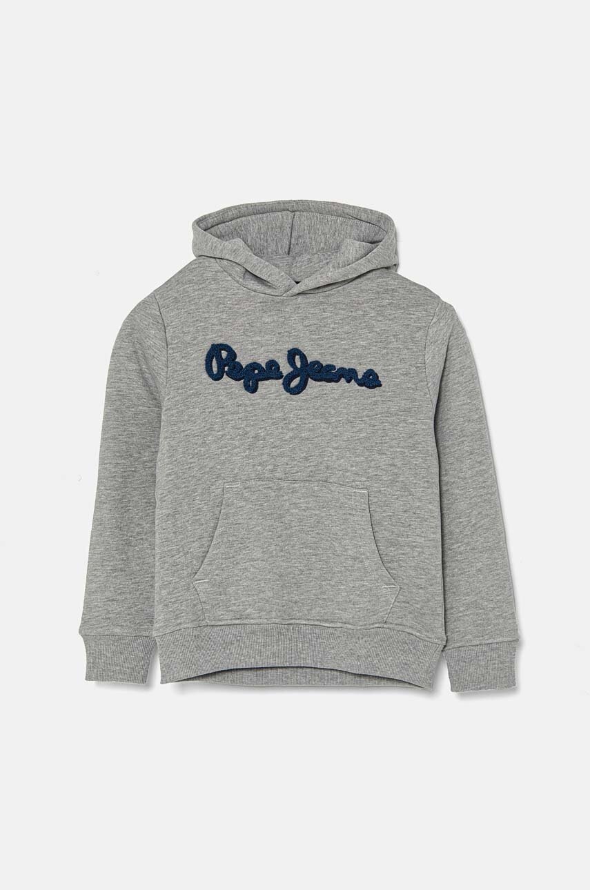 Pepe Jeans bluza copii NEW LAMONTY HOODIE culoarea gri, cu glugă, melanj, PB581614