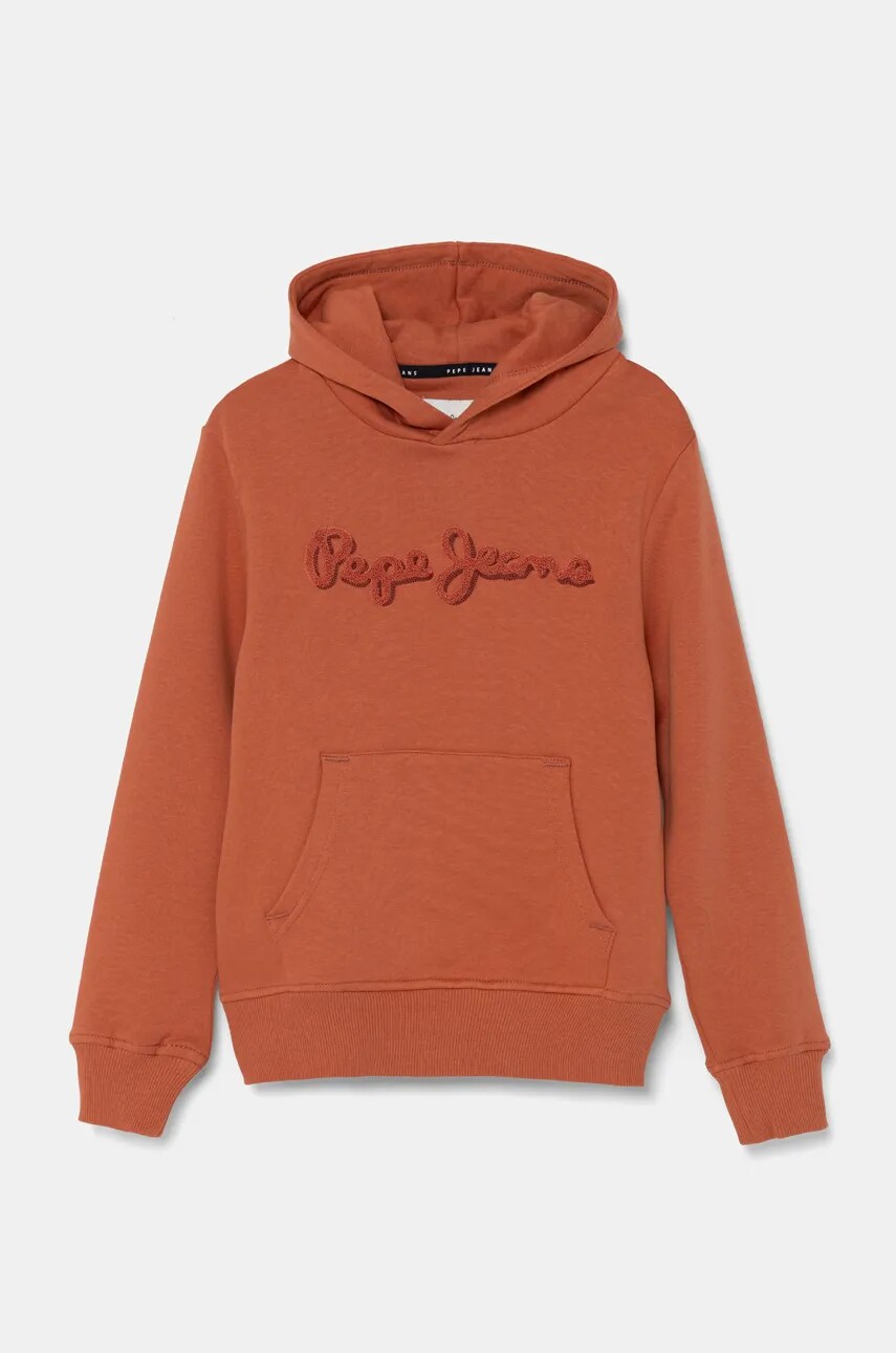 Pepe Jeans bluza copii NEW LAMONTY HOODIE culoarea portocaliu, cu glugă, melanj, PB581614