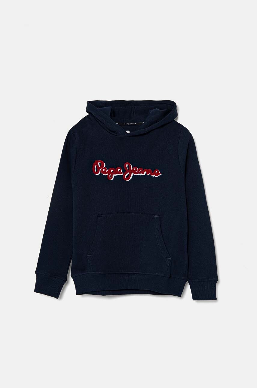 Pepe Jeans bluza copii NEW LAMONTY HOODIE culoarea albastru marin, cu glugă, melanj, PB581614