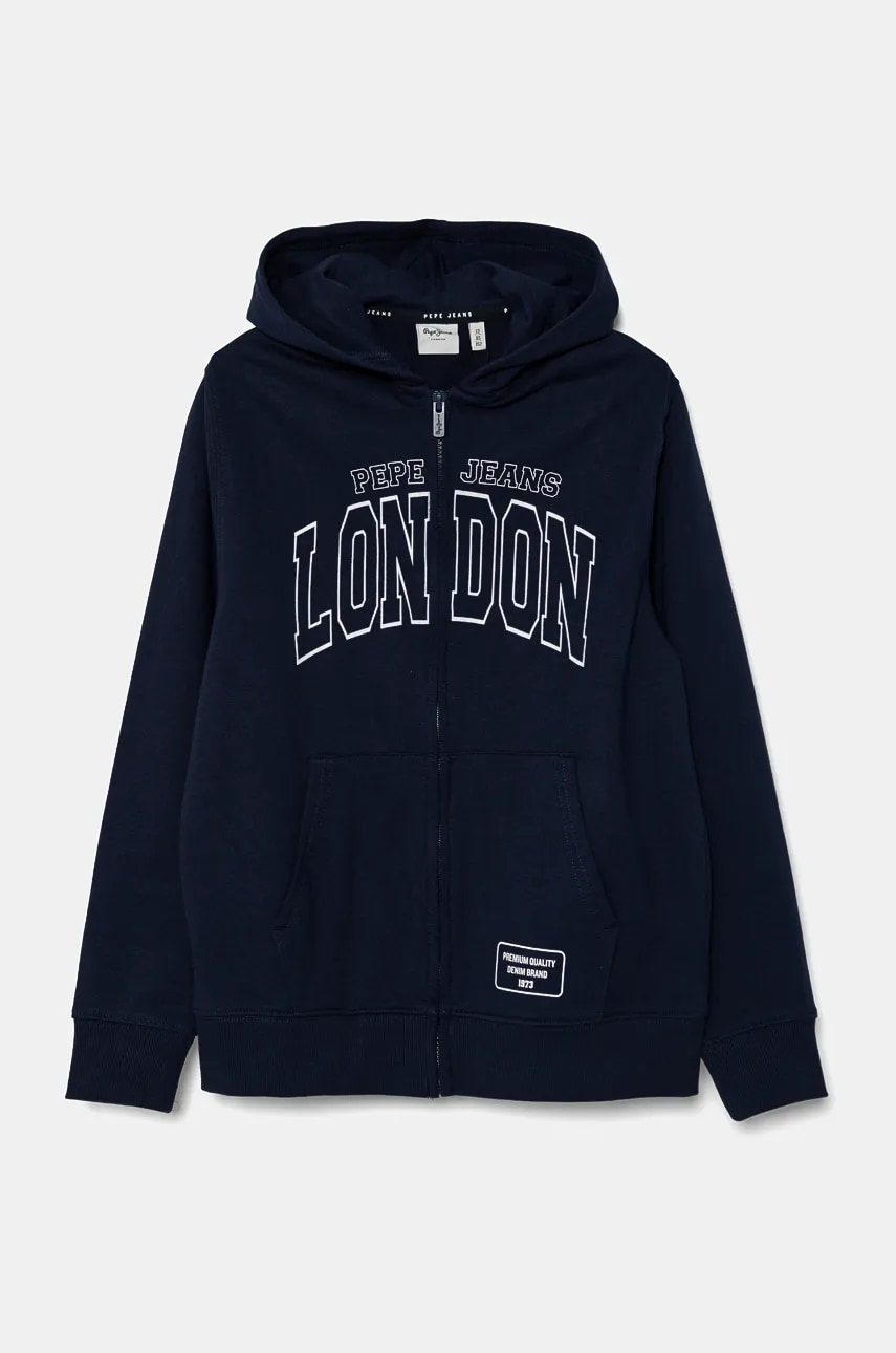 Pepe Jeans hanorac de bumbac pentru copii BALEY ZIP cu glugă, cu imprimeu, PB581617 Pepe Jeans hanorac de bumbac pentru copii BALEY ZIP cu glugă, cu imprimeu, PB581617