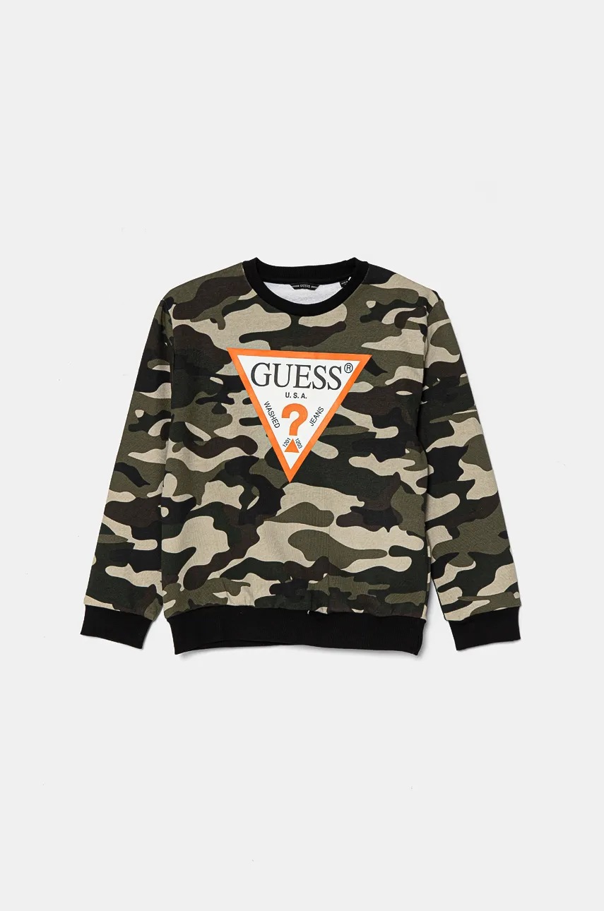 

Детски памучен суичър Guess в зелено с десен L4BQ01 KAD73, Зелен