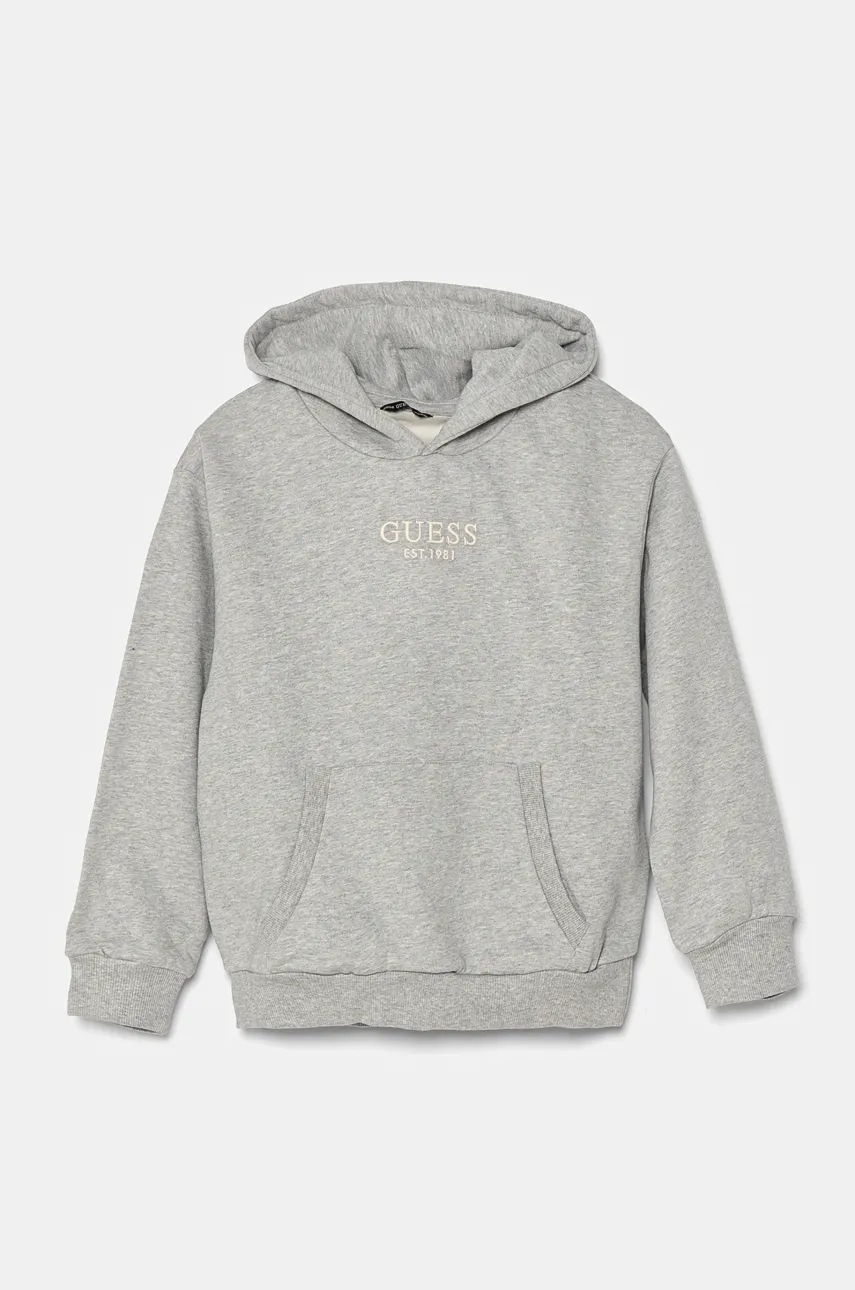 

Суичър Guess в сиво с качулка с изчистен дизайн L4BQ29 KAV33, Сив