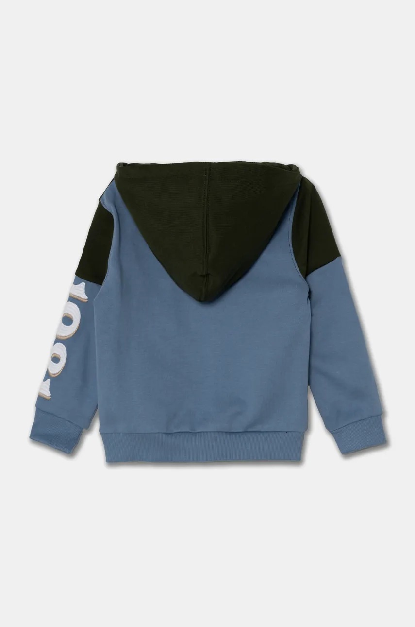 Детская хлопковая кофта Guess цвет зелёный с капюшоном с аппликацией N4BQ02 KAD73