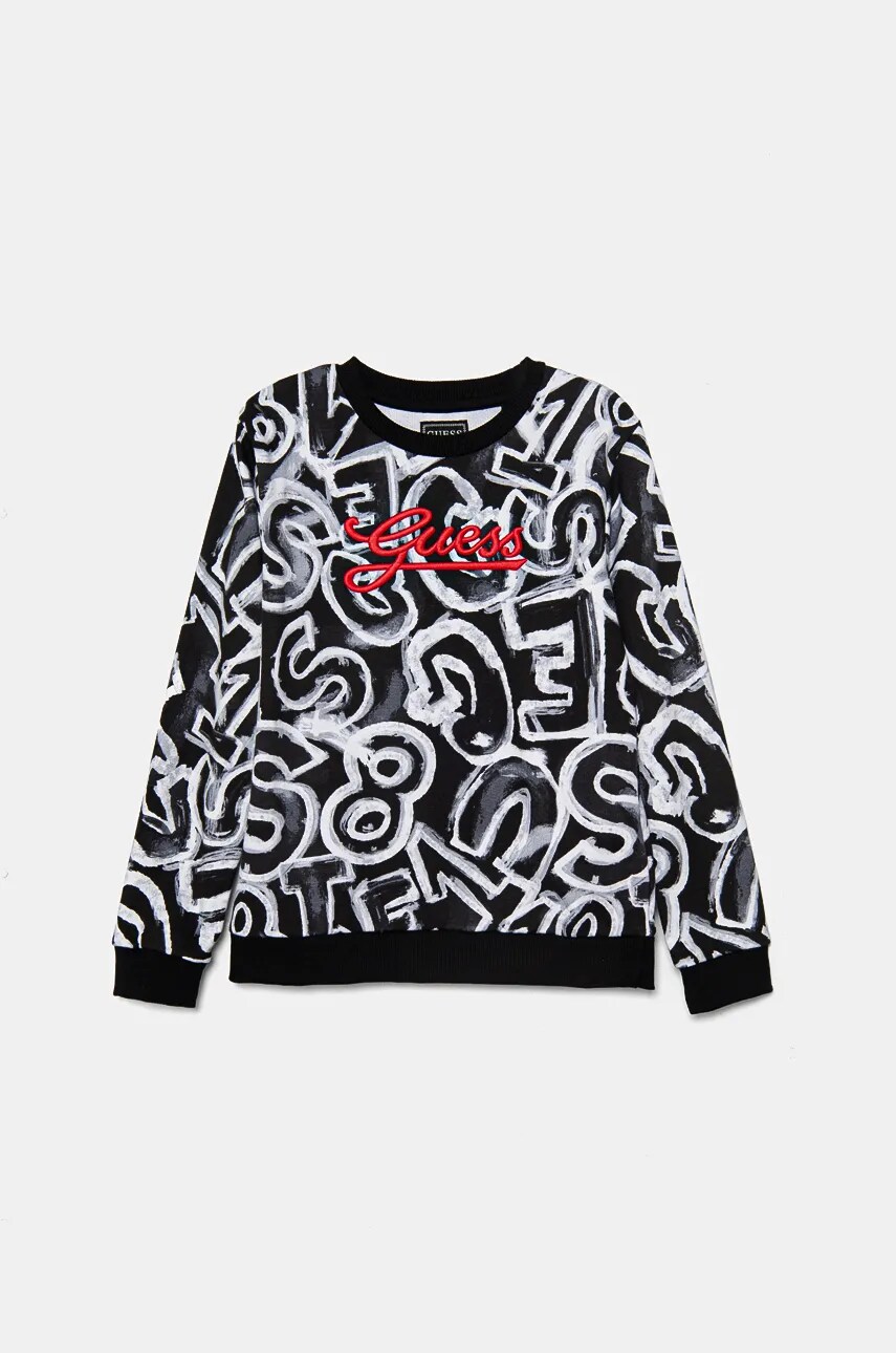 

Детски памучен суичър Guess в сиво с десен N4BQ04 KAD73, Сив