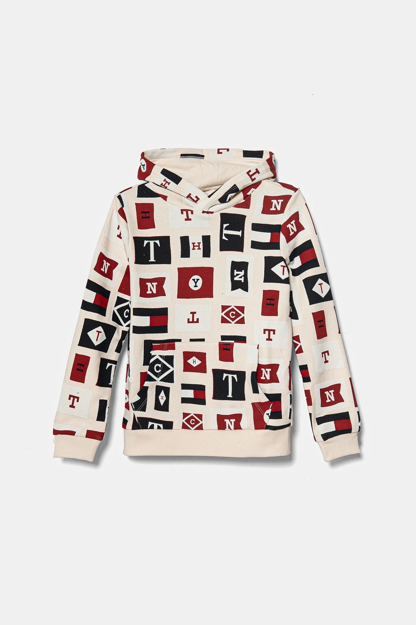

Детски суичър Tommy Hilfiger в бежово с качулка с десен KB0KB09168, Бежов