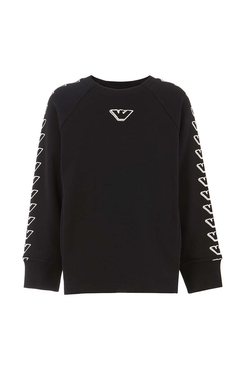 Дитяча бавовняна кофта Emporio Armani колір чорний з принтом EB000017 AF10381