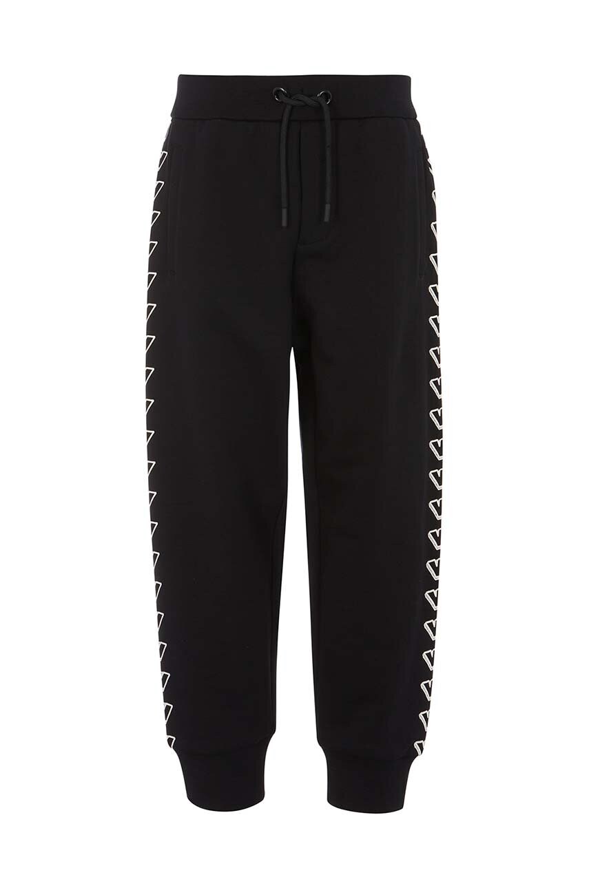 Emporio Armani pantaloni de trening din bumbac pentru copii culoarea negru, cu imprimeu, EB000021 AF10381