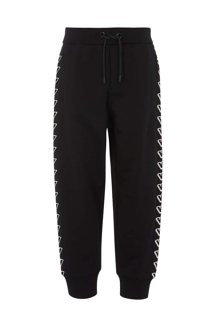 Emporio Armani pantaloni de trening din bumbac pentru copii culoarea negru, cu imprimeu, EB000021 AF10381